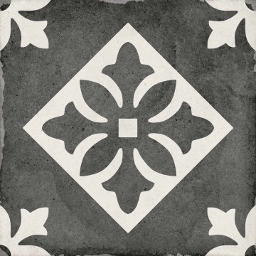 Art Nouveau 24416 - Pàdua Black, Matt, 20x20cm, 9.00mm, Rectified